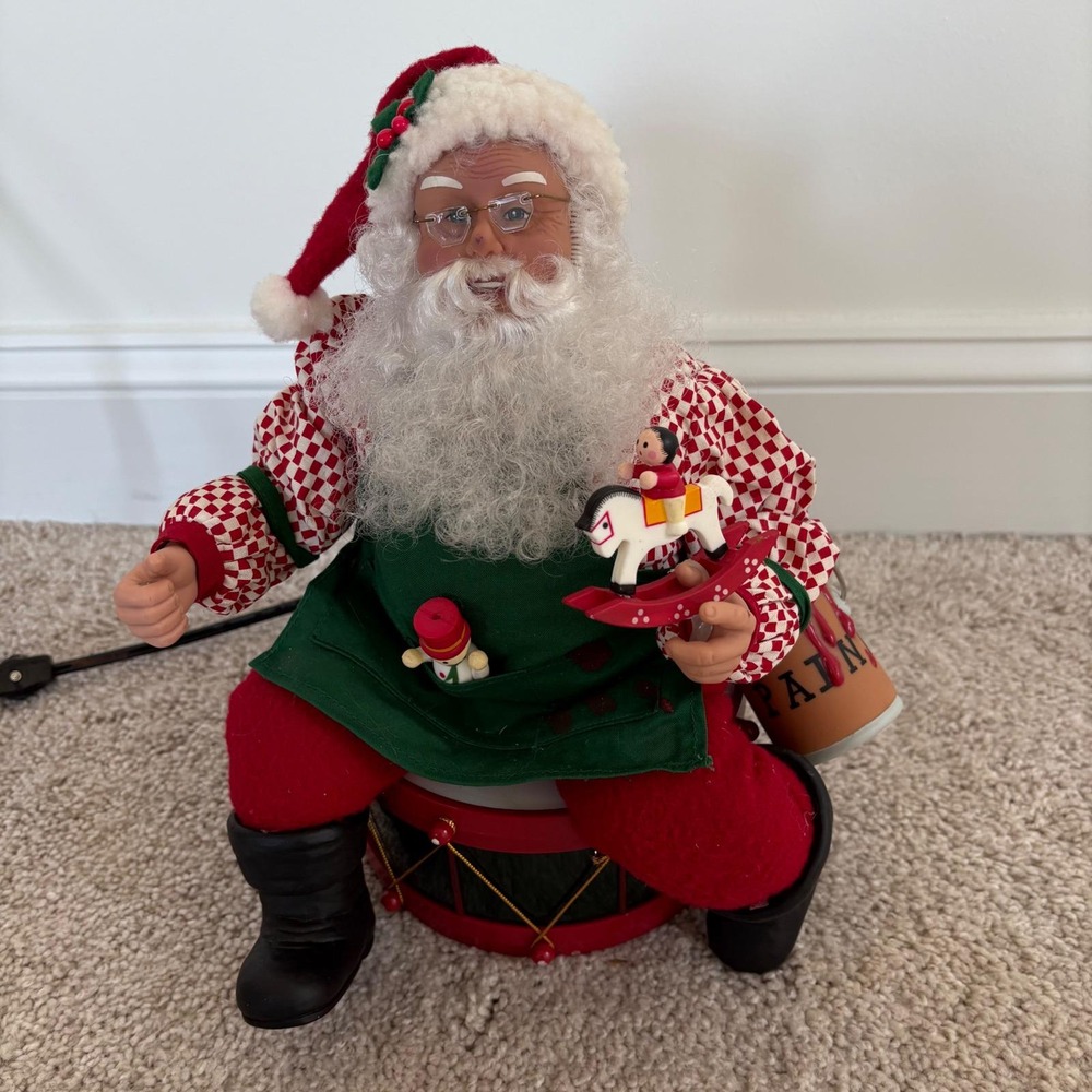 Animated Santa Claus 1995 Holiday Creations Drum Rocking Horse Christmas WORKS‎